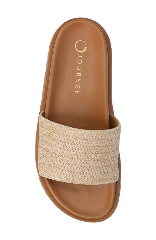 Journee Collection Starr Woven Platform Slide Sandal In Natural