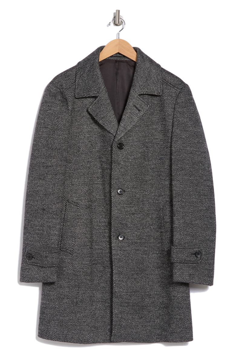Chevron Wool Blend Overcoat, Alternate, color, CHARCOAL