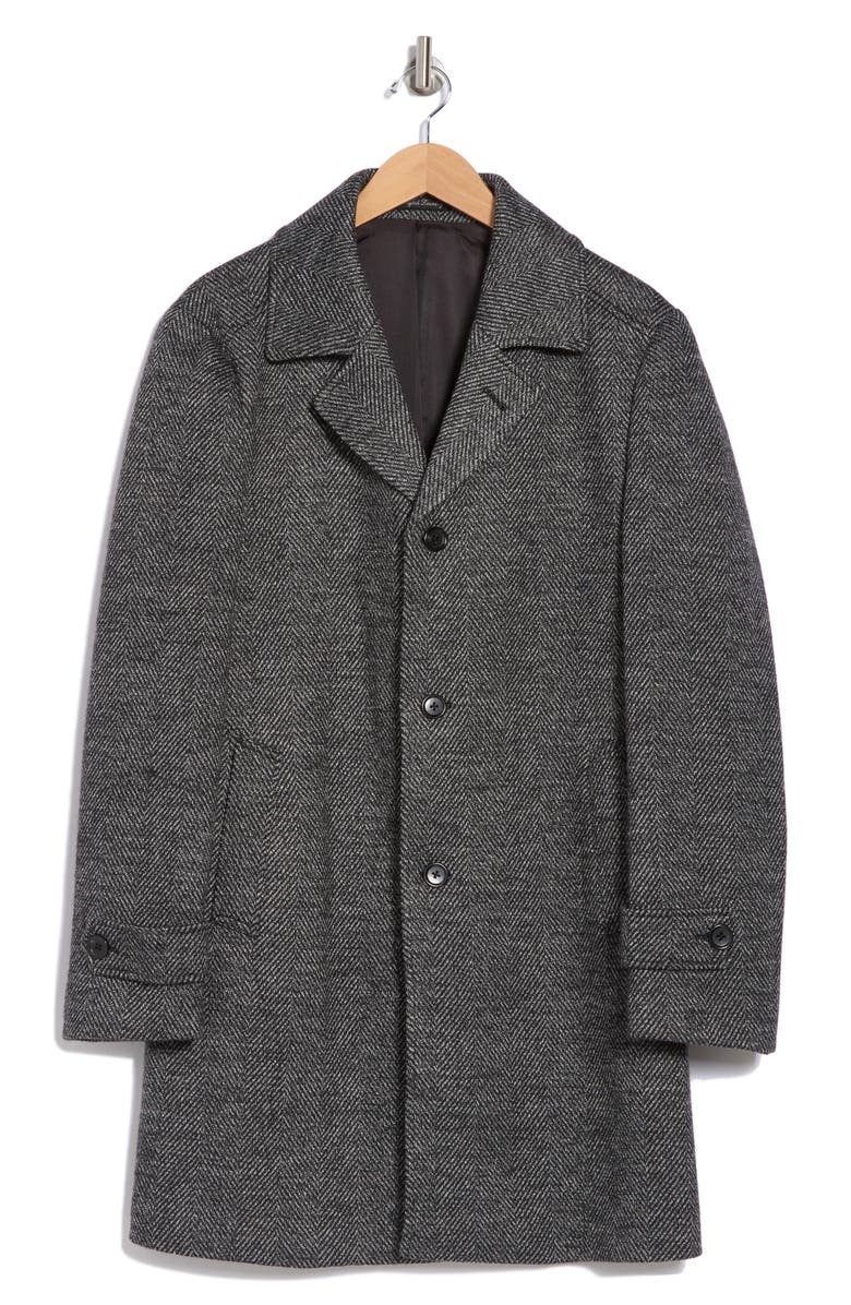 English Laundry Chevron Wool Blend Overcoat, Alternate, color, Charcoal