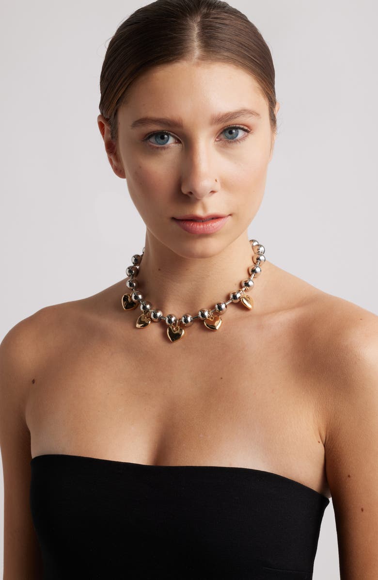 Open Edit Heart Orb Collar Necklace, Alternate, color, 