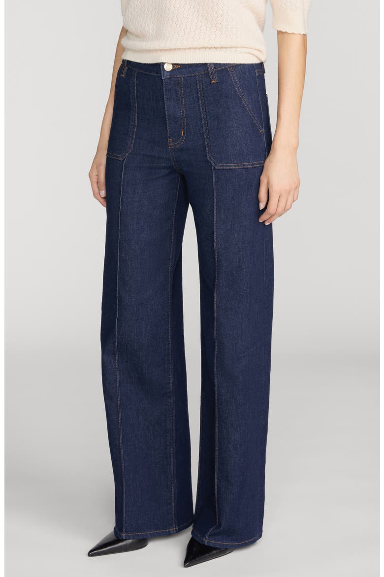 Le Pixie Slim Palazzo Pintuck Petite Wide Leg Jeans, Alternate, color, RINSE