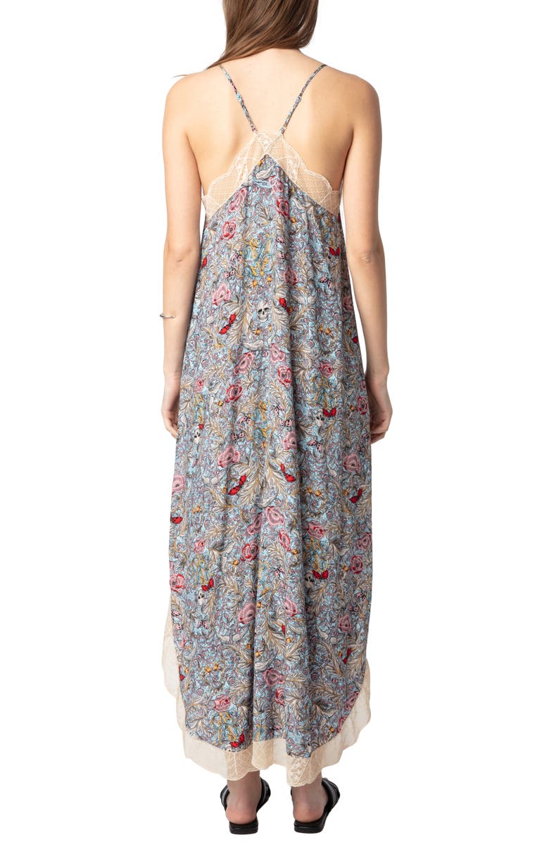 Zadig & Voltaire Ristyl Soft British Flowers Lace Trim Slipdress, Alternate, color,