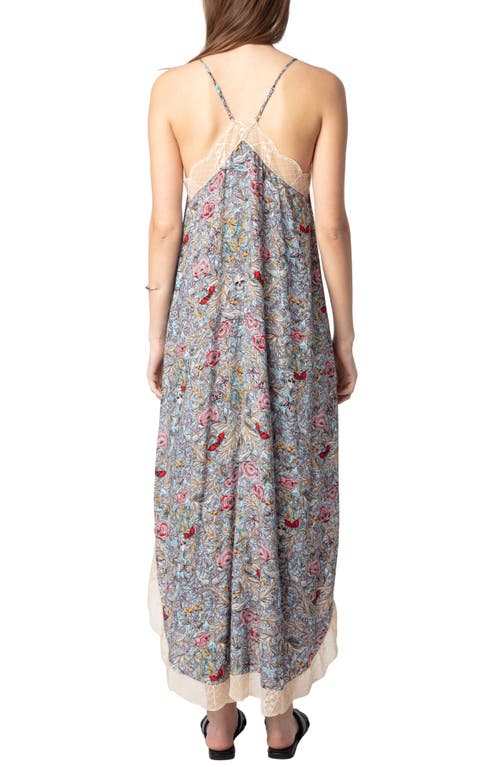 Zadig & Voltaire Ristyl Soft British Flowers Lace Trim Slipdress In Mist