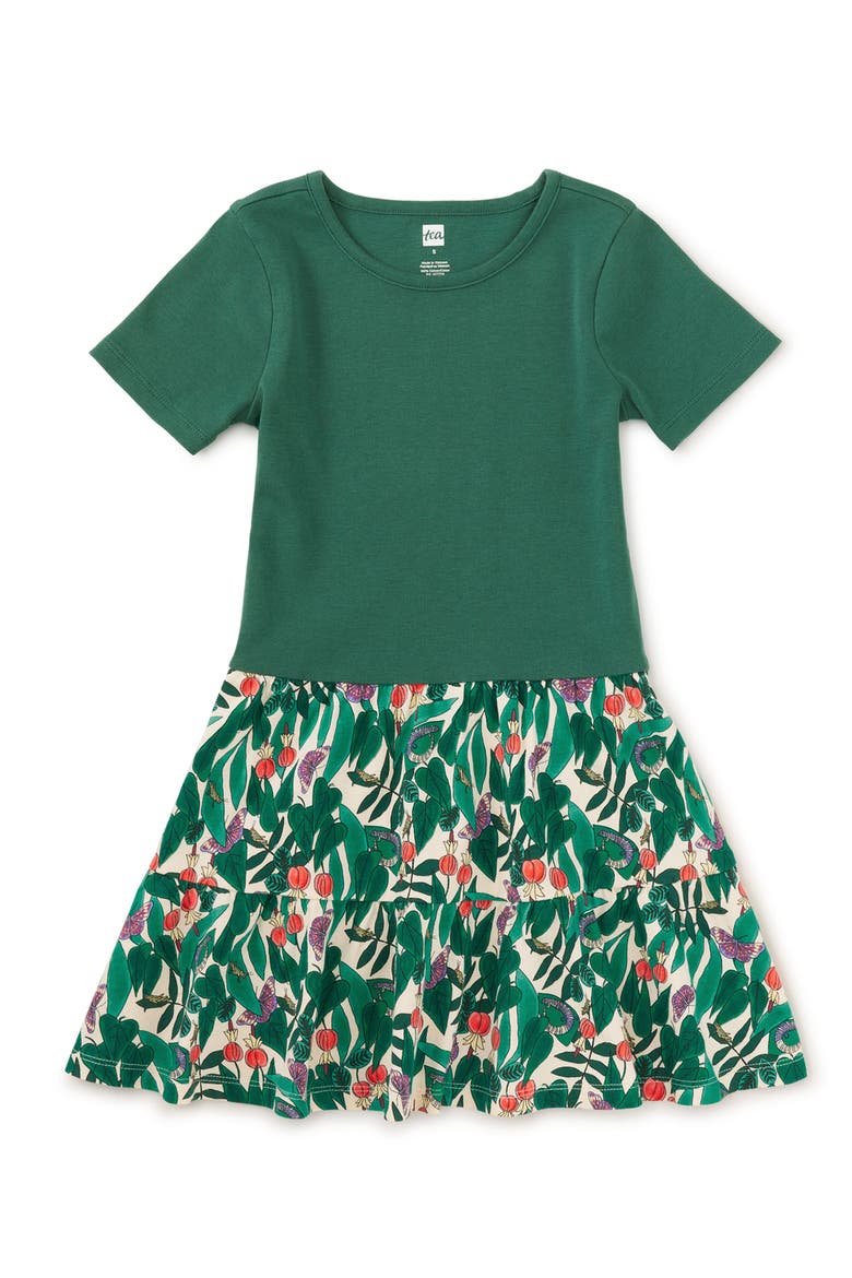 Tier Skirted Twirl Dress, Main, color, Jungle Botanical
