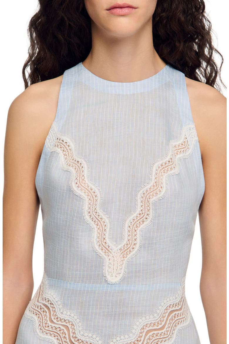 Maxi dress with lace details, Alternate, color, Ciel / blanc