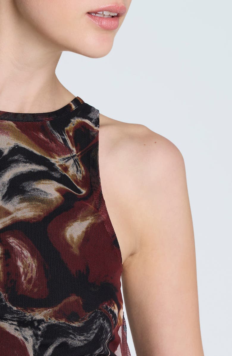 Kenneth Cole Mesh Tie Hem Tank, Alternate, color, Black Multi