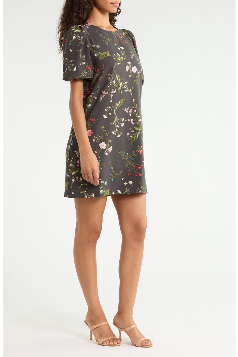 Jilly Floral Print Puff Sleeve Shift Dress, Alternate, color, GREEN-MULTI