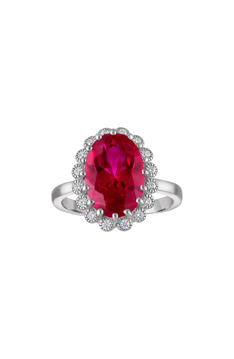 FZN Oval Ruby & Cubic Zirconia Ring, Main, color, White