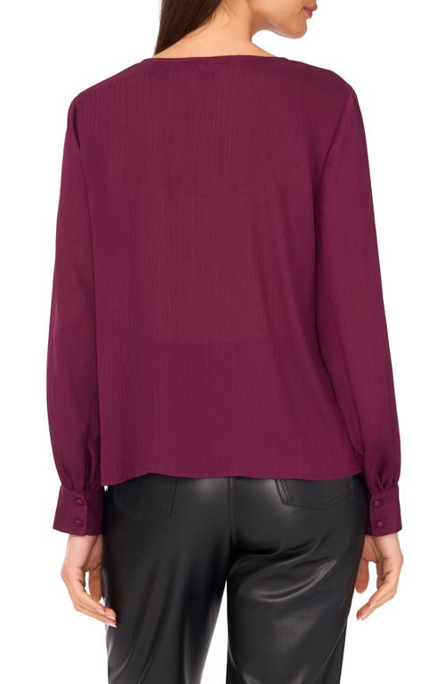 Vince Camuto Split Neck Satin Top In Brown