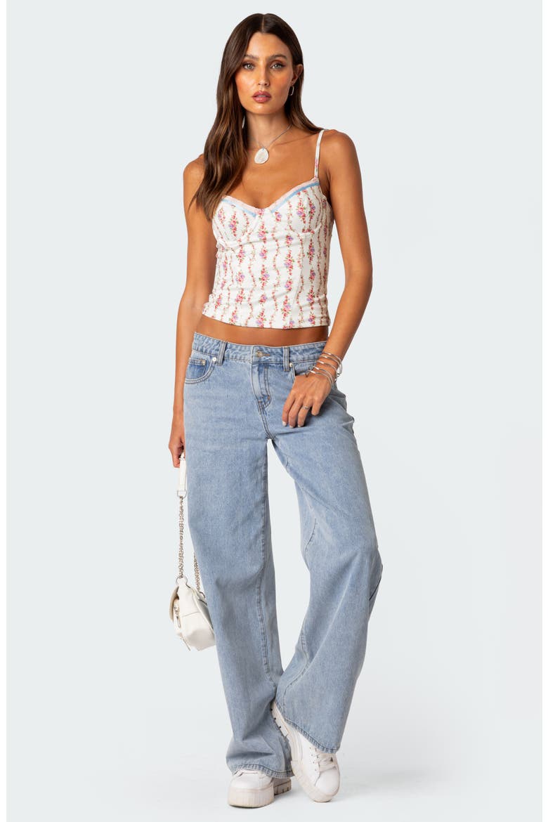 Indira Floral Lace-Up Corset Camisole, Alternate, color, MIX