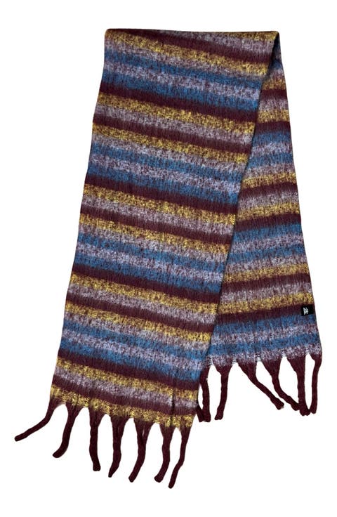 Stripe Woven Fringe Scarf