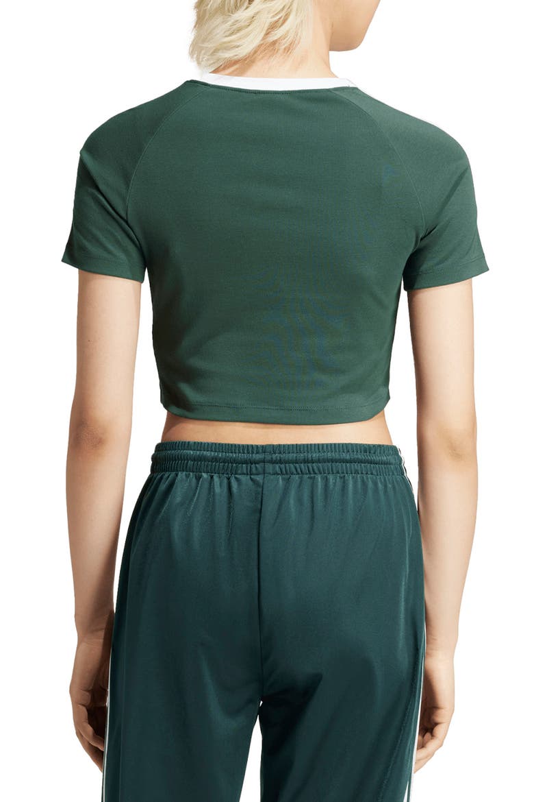 Adicolor 3-Stripes Crop T-Shirt, Alternate, color, MINERAL GREEN