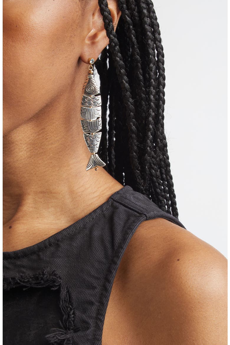 Pisces Asymmetric Mismatched Drop Earrings, Alternate, color, SCALE
