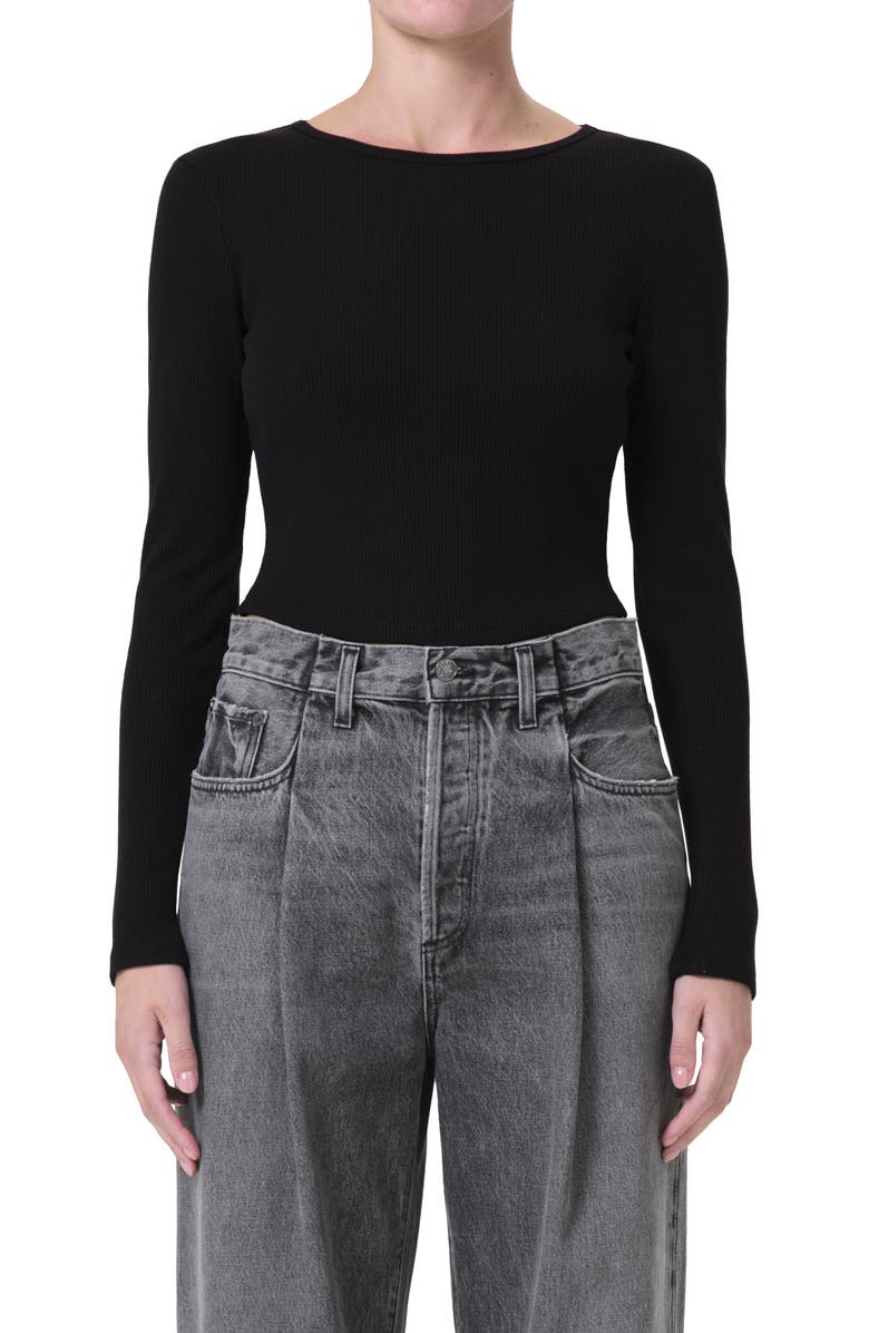 AGOLDE Nova Long Sleeve Crop Rib T-Shirt, Main, color, 