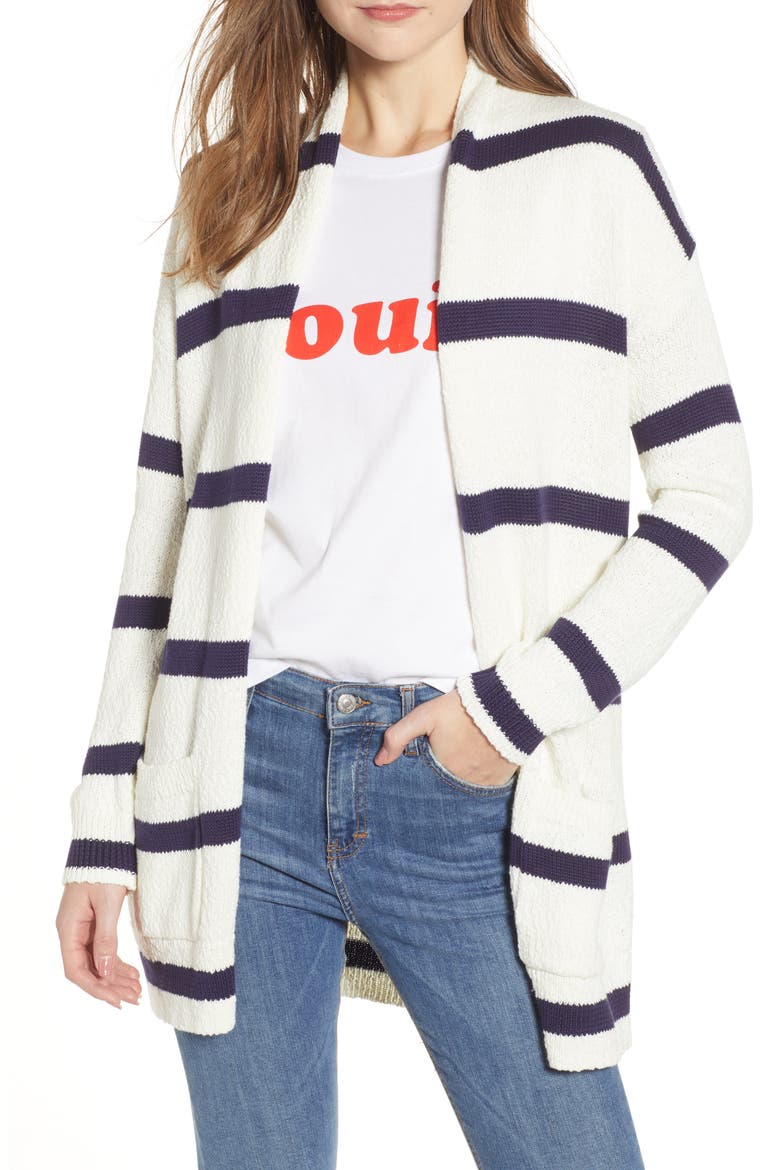 Castaway Stripe Cardigan, Main, color, IVORY ROCKAWAY STRIPE