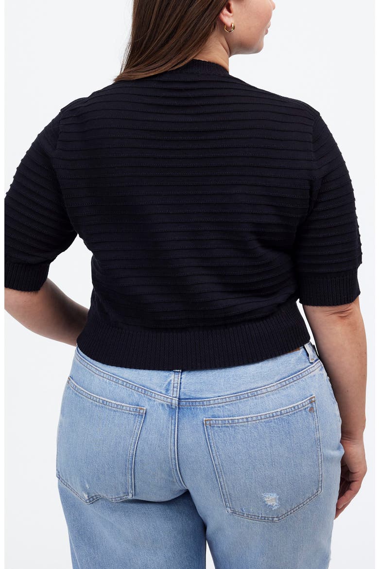 Textural Stitch Cotton Sweater, Alternate, color, BLACK