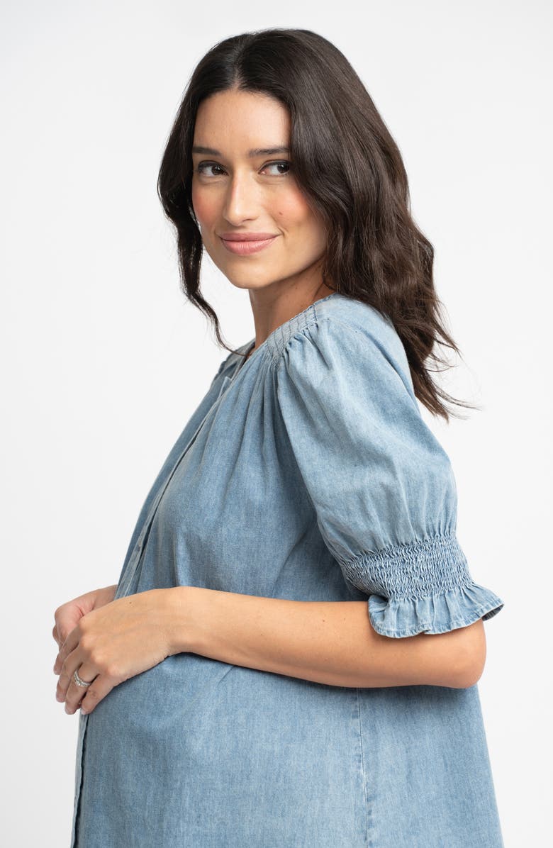 Seraphine Chambray Button-Up Maternity Shirt, Alternate, color, 