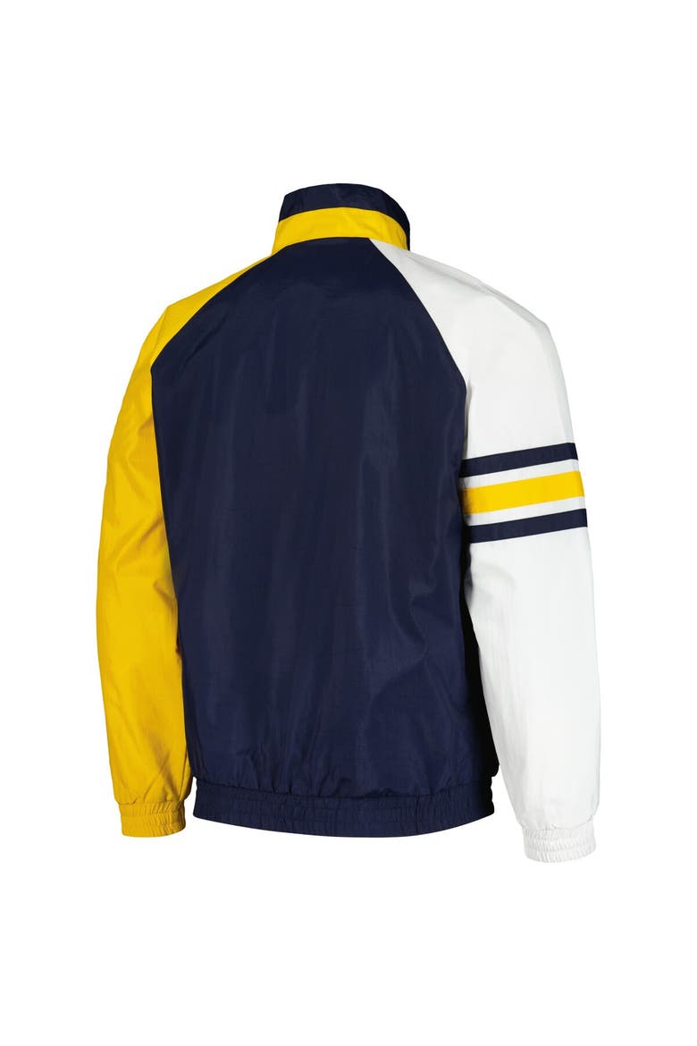Men's Starter Navy/Gold Milwaukee Brewers Elite Raglan Half-Zip Jacket, Alternate, color, Navy