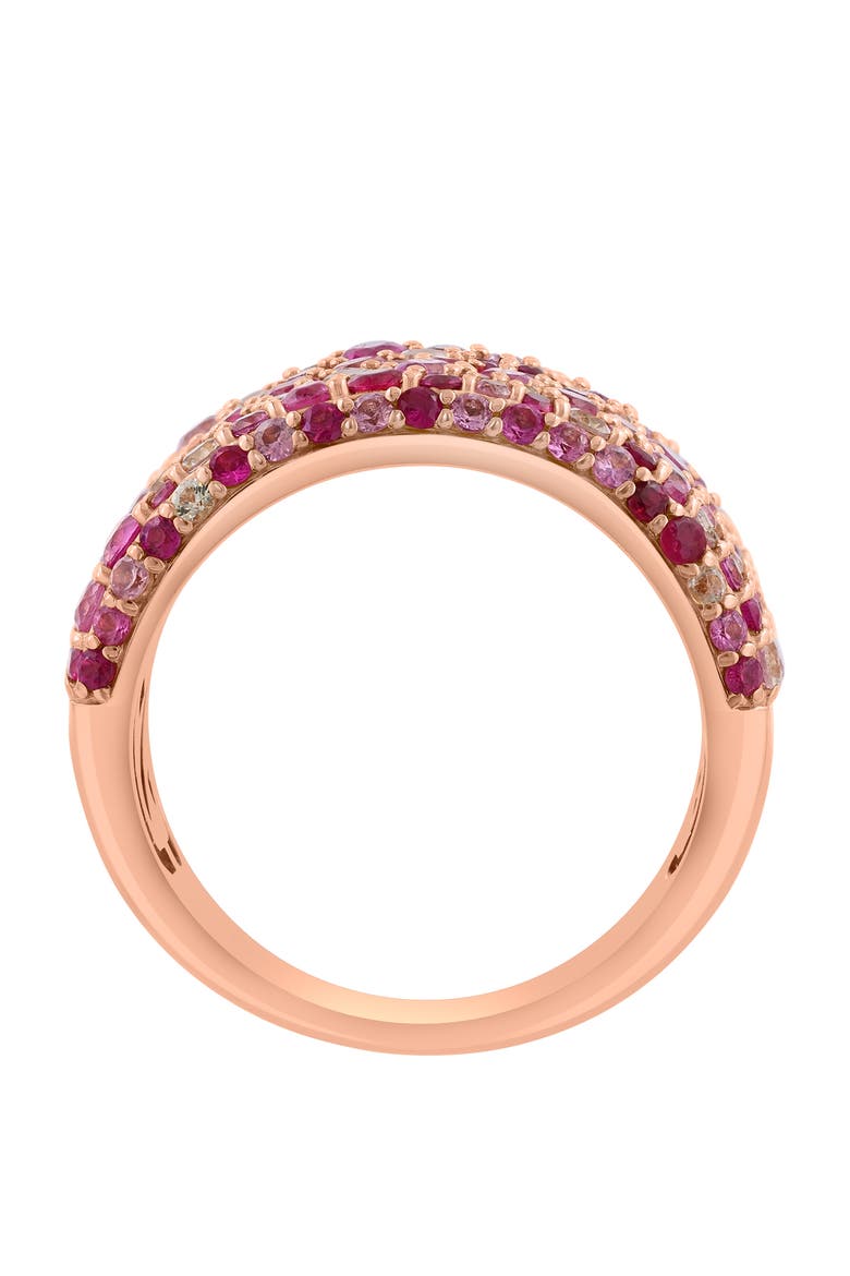 Gold-Plated Sterling Silver Ruby, Pink Sapphire & White Sapphire Pavé Ring, Alternate, color, Sterling Silver Gold Plated