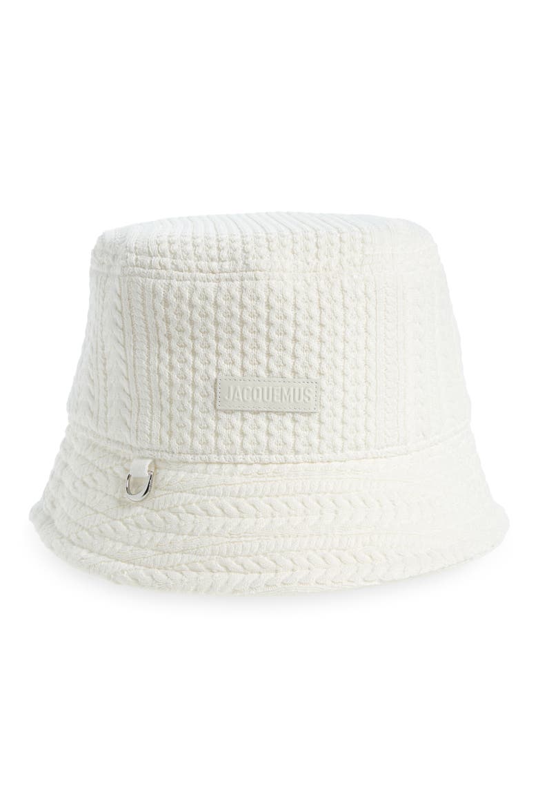 Le Bob Belo Cable Stitch Bucket Hat, Main, color, WHITE