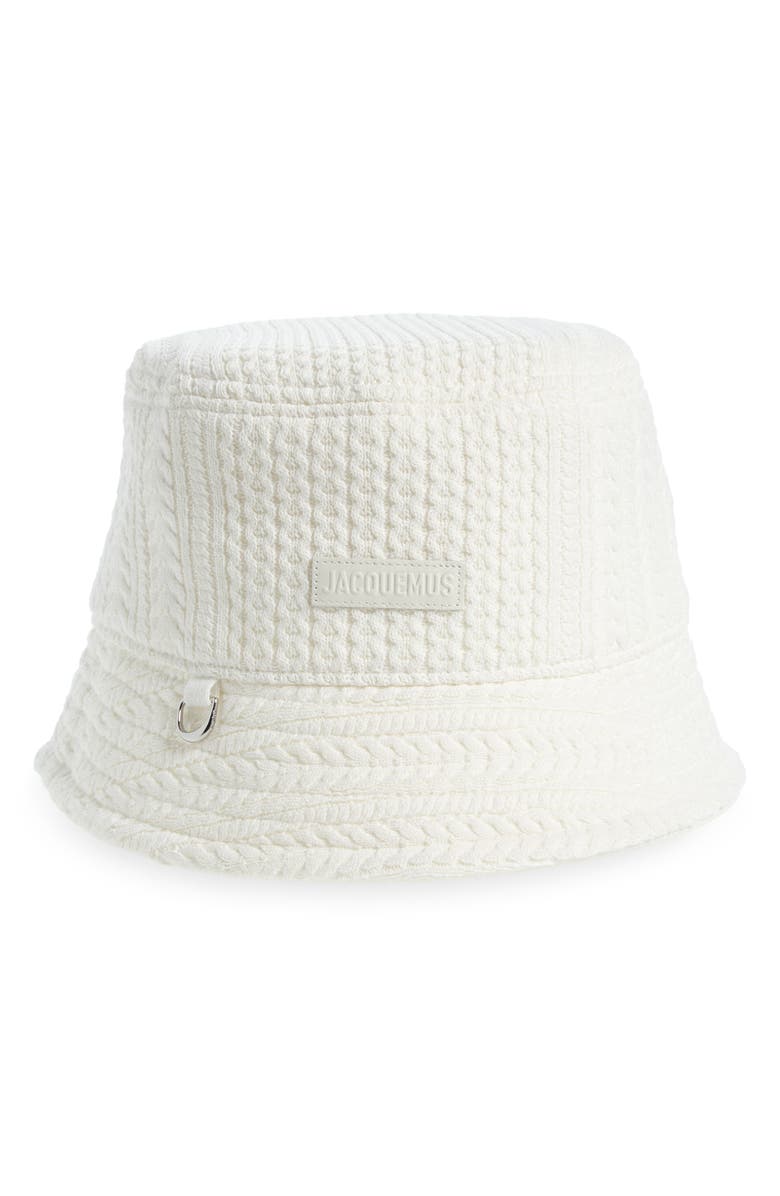Jacquemus Le Bob Belo Cable Stitch Bucket Hat, Main, color,