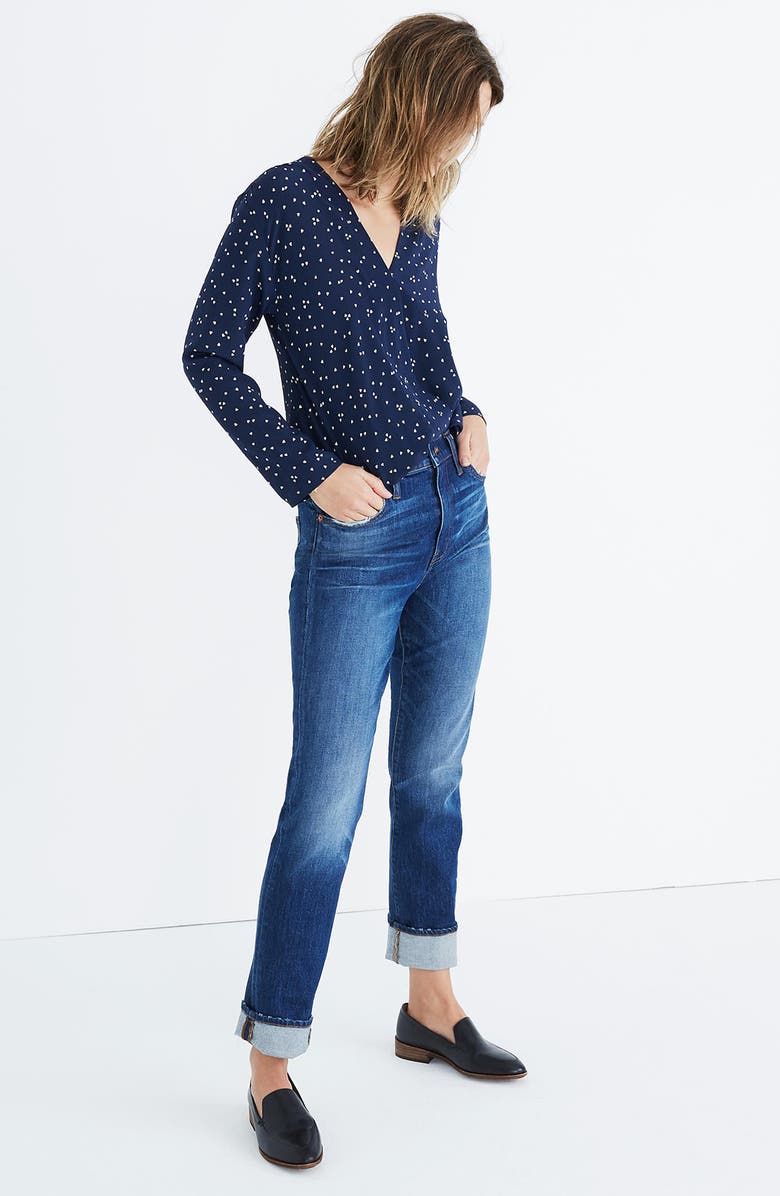 Madewell Faux Wrap Silk Top, Alternate, color, 