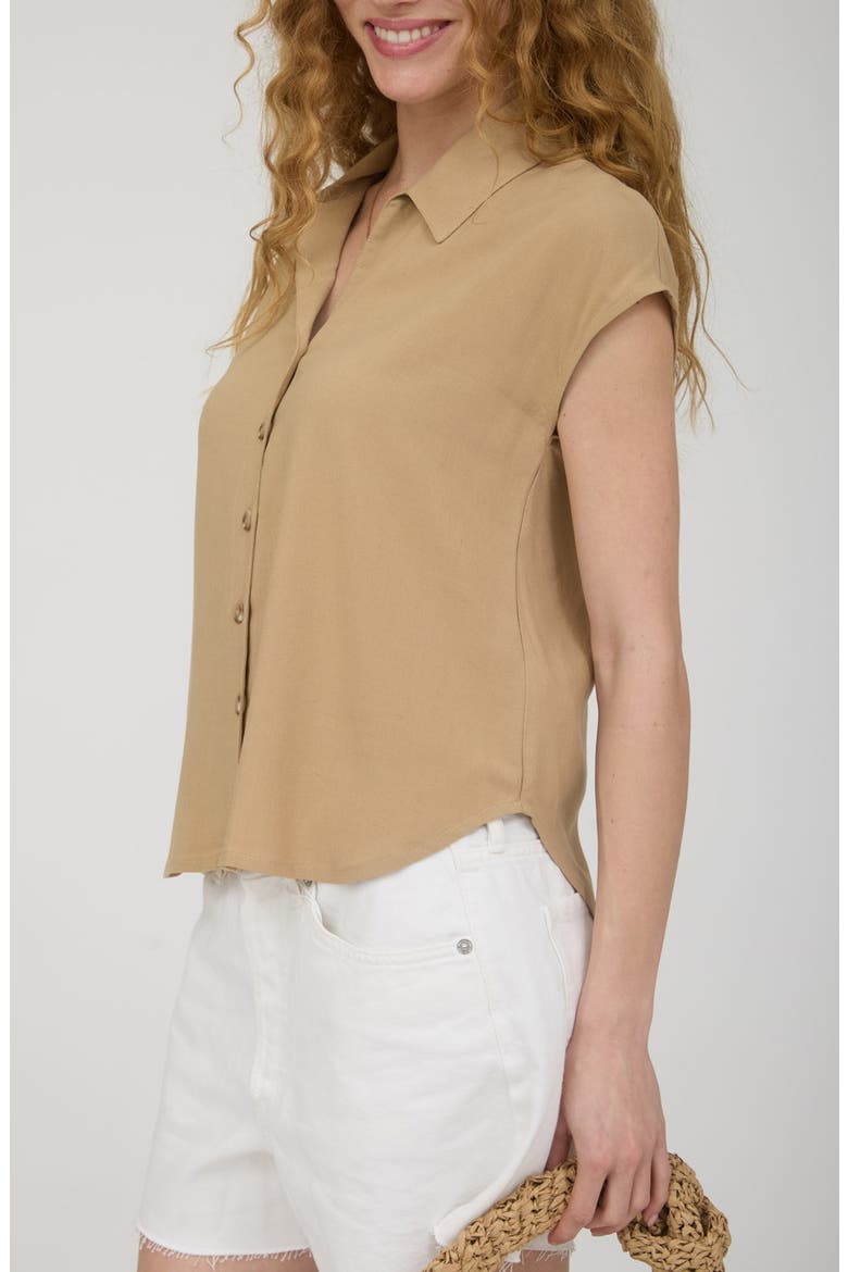 Short Sleeve Button Front Shirt, Alternate, color, LIGHT BROWN