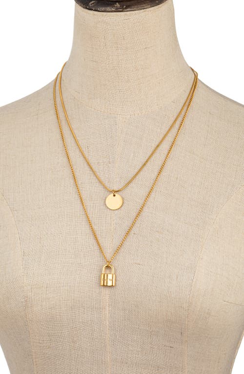 Eye Candy Los Angeles Naomi Lock Pendant Layered Necklace In Gold