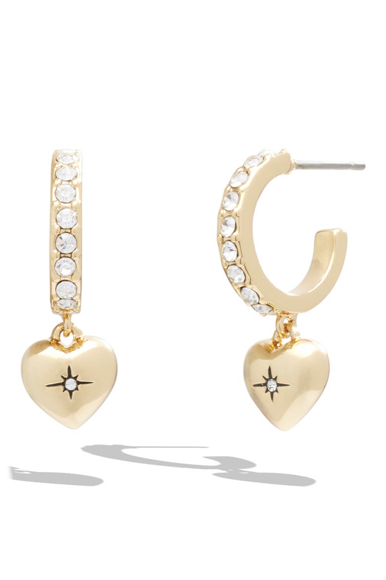 Pavé Heart Huggie Hoop Earrings, Main, color, GOLD