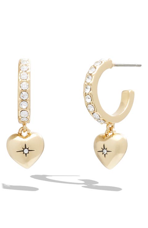 Pavé Heart Huggie Hoop Earrings