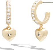 COACH Pavé Heart Huggie Hoop Earrings
