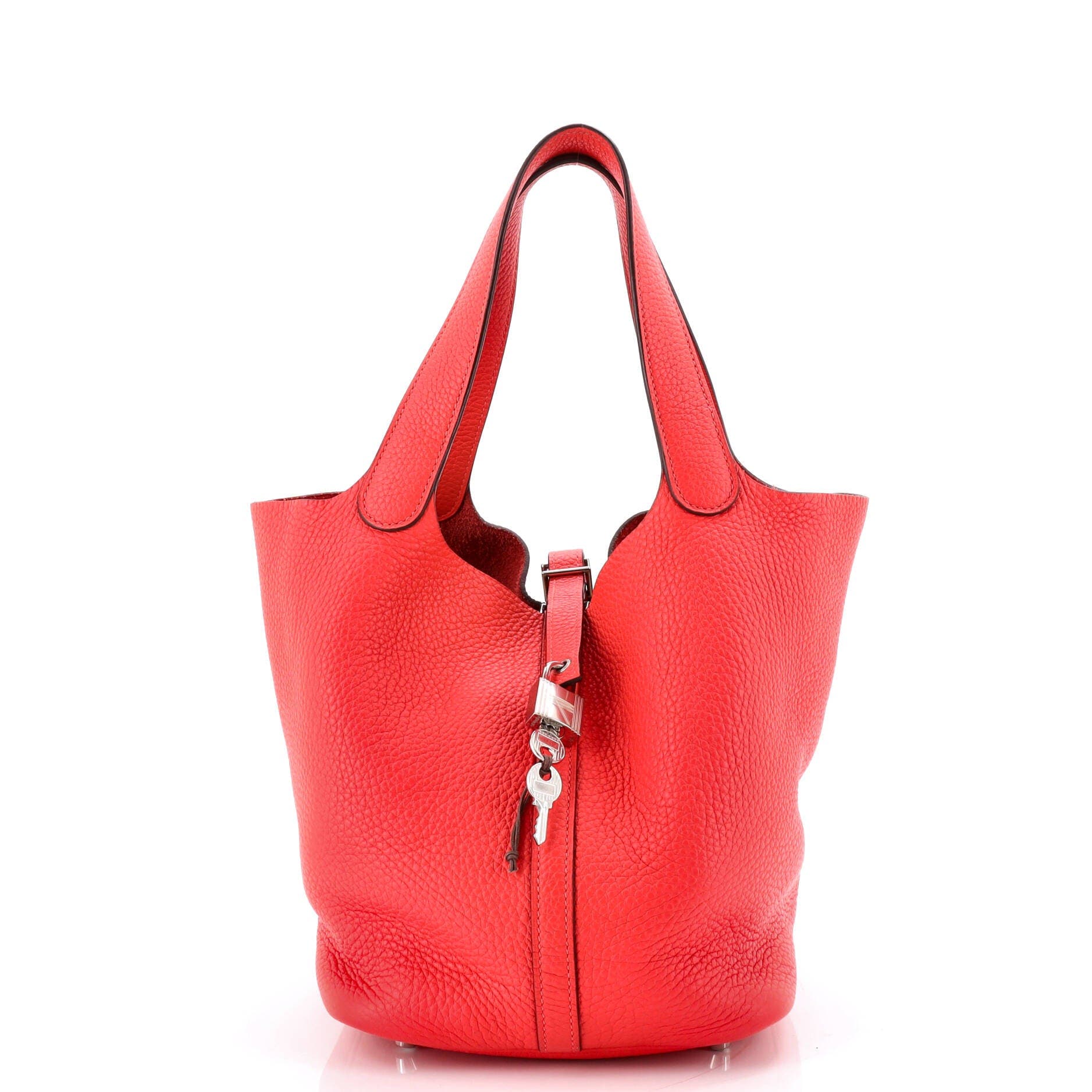 Pre-Owned Hermes Picotin Lock Bag Clemence MM, Main, color, Rouge Pivoine