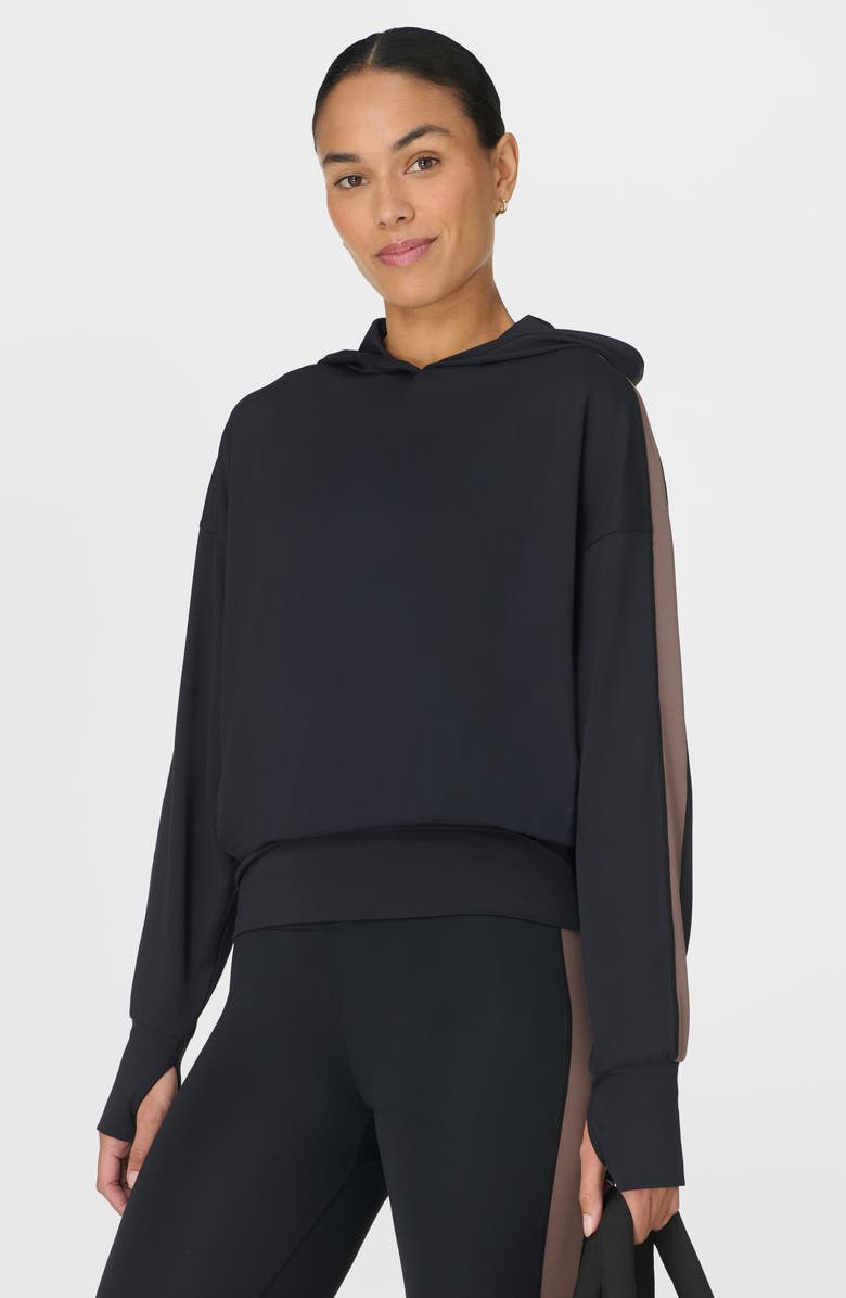Sweaty Betty All Day Side Stripe Hoodie, Alternate, color, Black Taupe