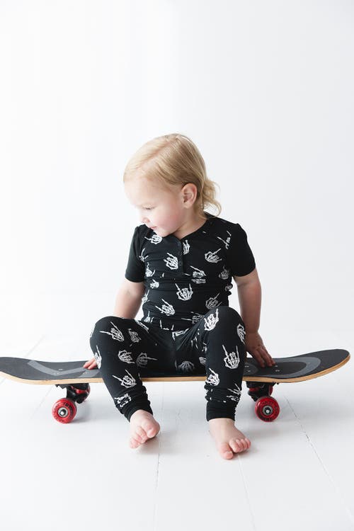 Shop Charlie Lou Baby ® Little Boy's Rock N' Skull Pajama Set In Black