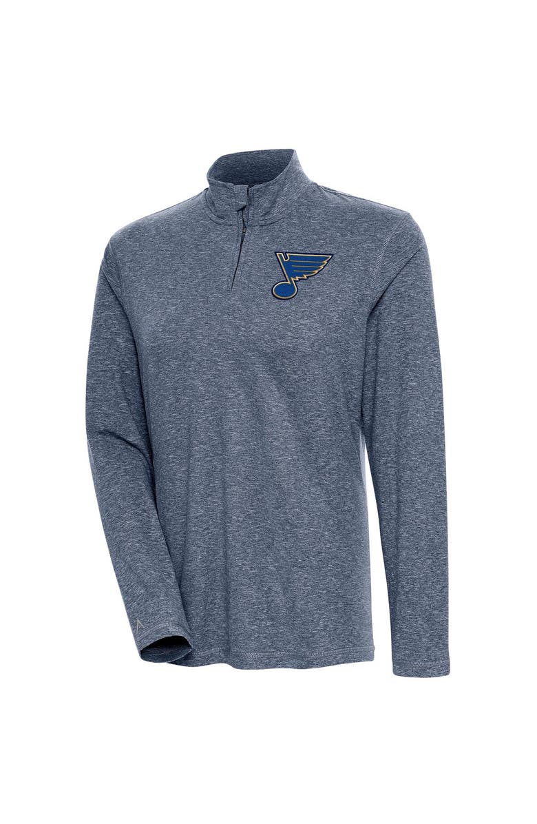 ANTIGUA Women's Antigua  Heather Navy St. Louis Blues Confront Quarter-Zip Pullover Top, Main, color, 