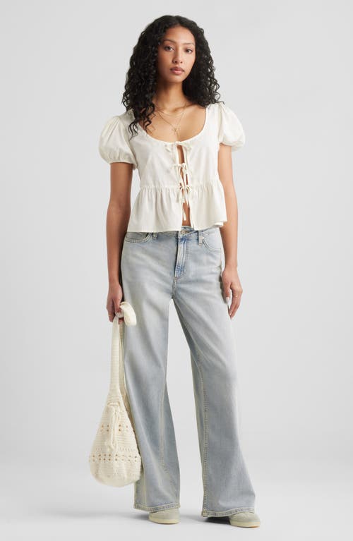 Shop Bp. Tie Front Cotton Poplin Top In White Blanc