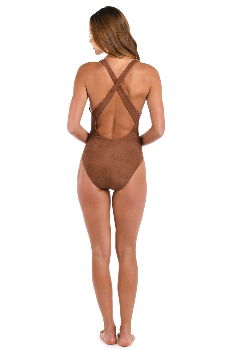 L'AGENCE Lexie Bolero One-Piece Swimsuit, Alternate, color, Bronze