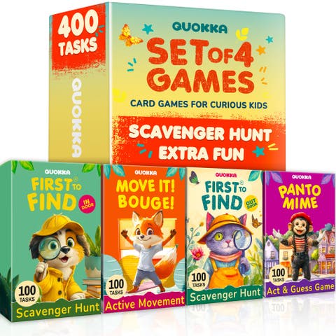 Kids Card Game Set Ages 4+ - 4 Games in 1 Box, 400 Creative Tasks