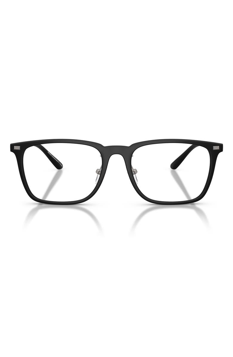 Emporio Armani 55mm Pillow Optical Glasses, Main, color, Matte Black / Demo Lens