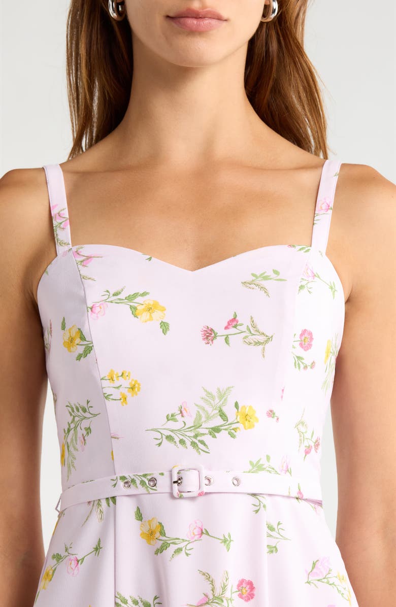 SUGARLIPS Margote Floral Print Ruffle Dress, Alternate, color, Blush-Pink