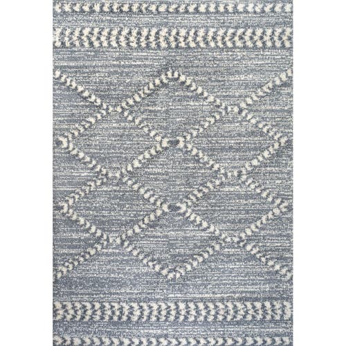 Jonathan Y Sofie Moroccan Trellis High-low Area Rug In Gray/cream