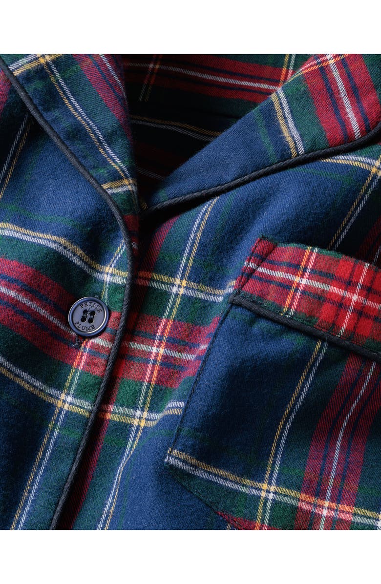 Petite Plume Windsor Tartan Cotton Short Pajamas, Alternate, color, Navy