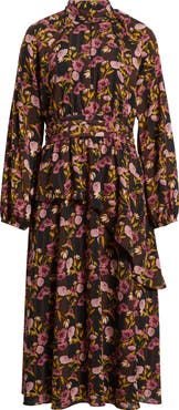 Chelsea28 Long Sleeve Ruffle Midi Dress