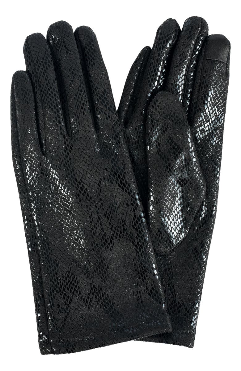 MARCUS ADLER Snake Embossed Jersey Touchscreen Gloves, Main, color, Black