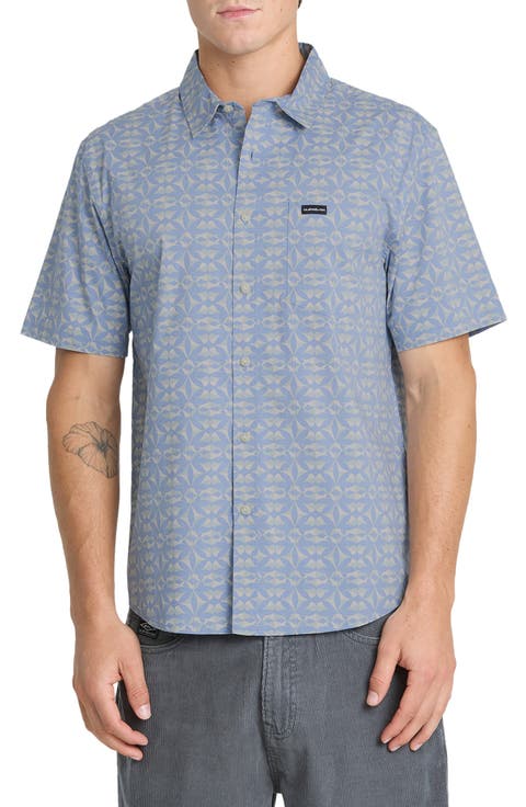 Natural Tile Short Sleeve Button-Up Shirt