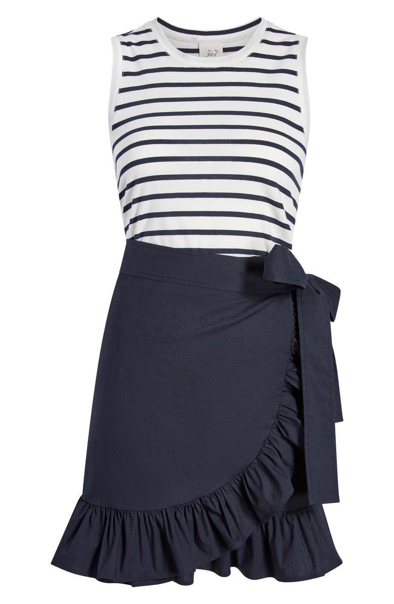 Cinq à Sept Mahlia Stripe Ruffle Minidress, Alternate, color, Navy/ Navy
