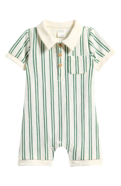 Fern Stripe Organic Cotton Polo Romper (Baby)