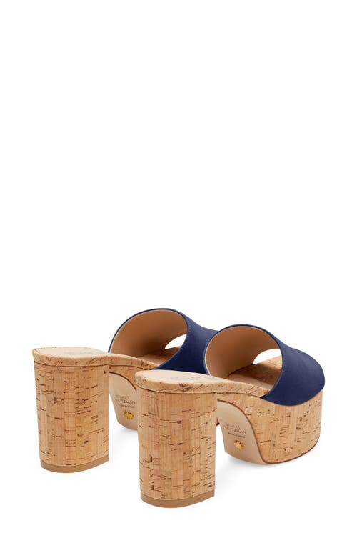 Stuart Weitzman Square High Suede Platform Sandals In Nice Blue