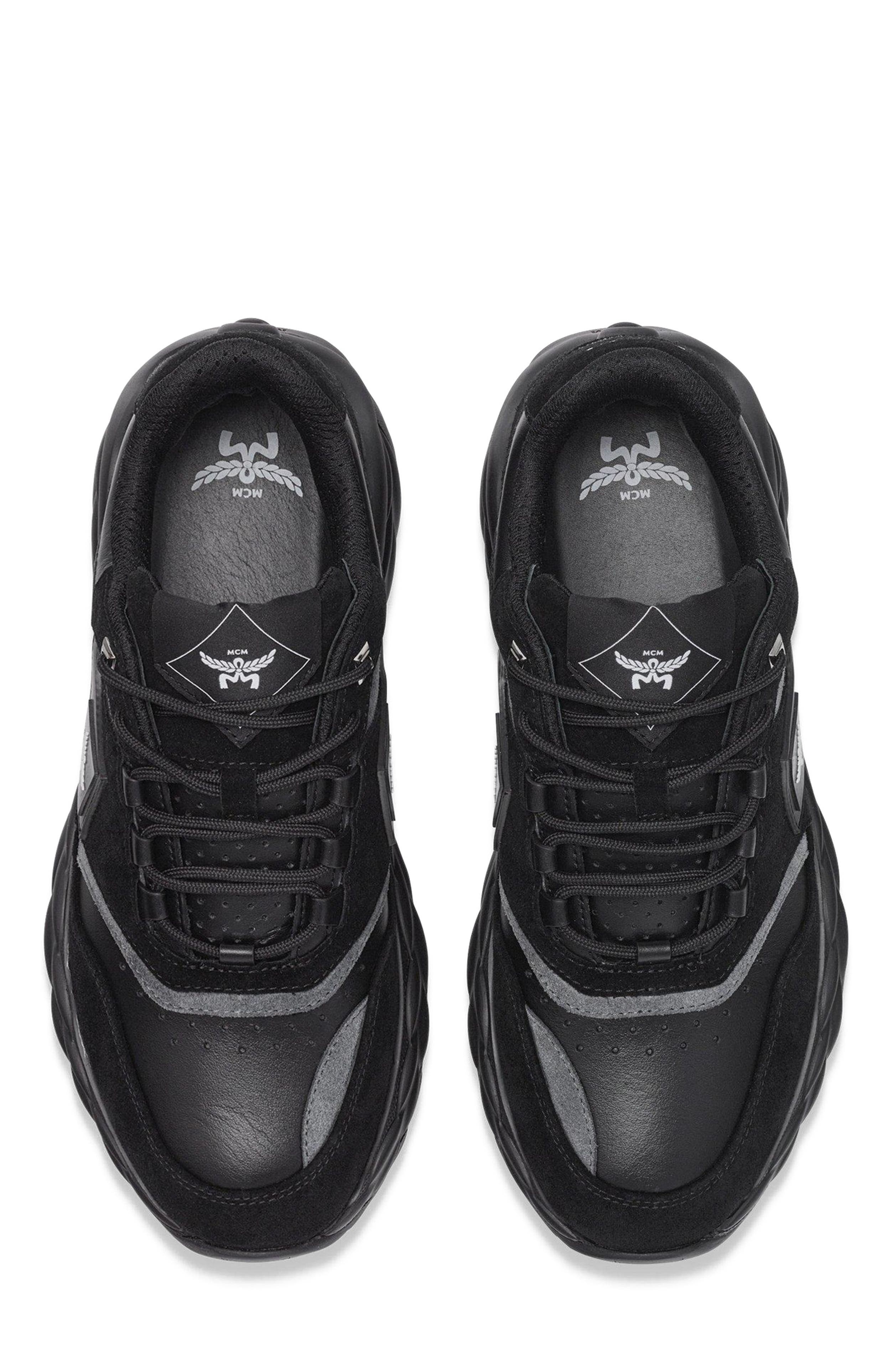 MCM Skywander Lo Sneakers in Calf Suede and Leather, Alternate, color, 