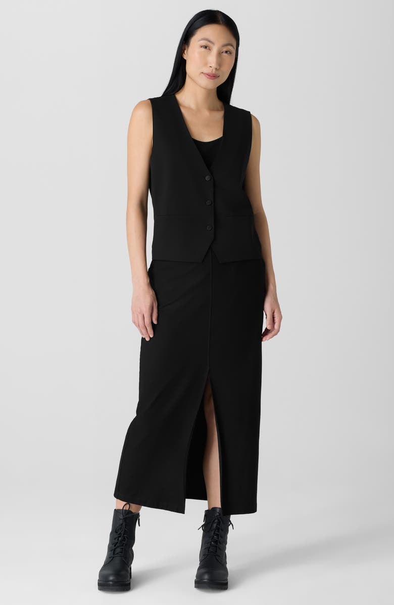 Eileen Fisher V-Neck Silk Vest, Alternate, color, Black